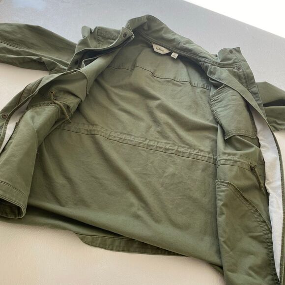 L.L.Bean Utility Jacket Women’s XL – Green Field Coat Snap Button Zip - Picture 7 of 14